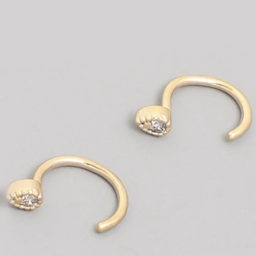 Dainty CZ Dewdrop Thread Hoop Reverse Huggies